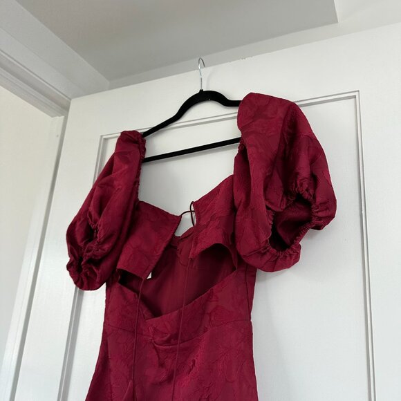 Sachin + Babi Burgundy Midi Dress with Puff Sleeves - Picture 6 of 8
